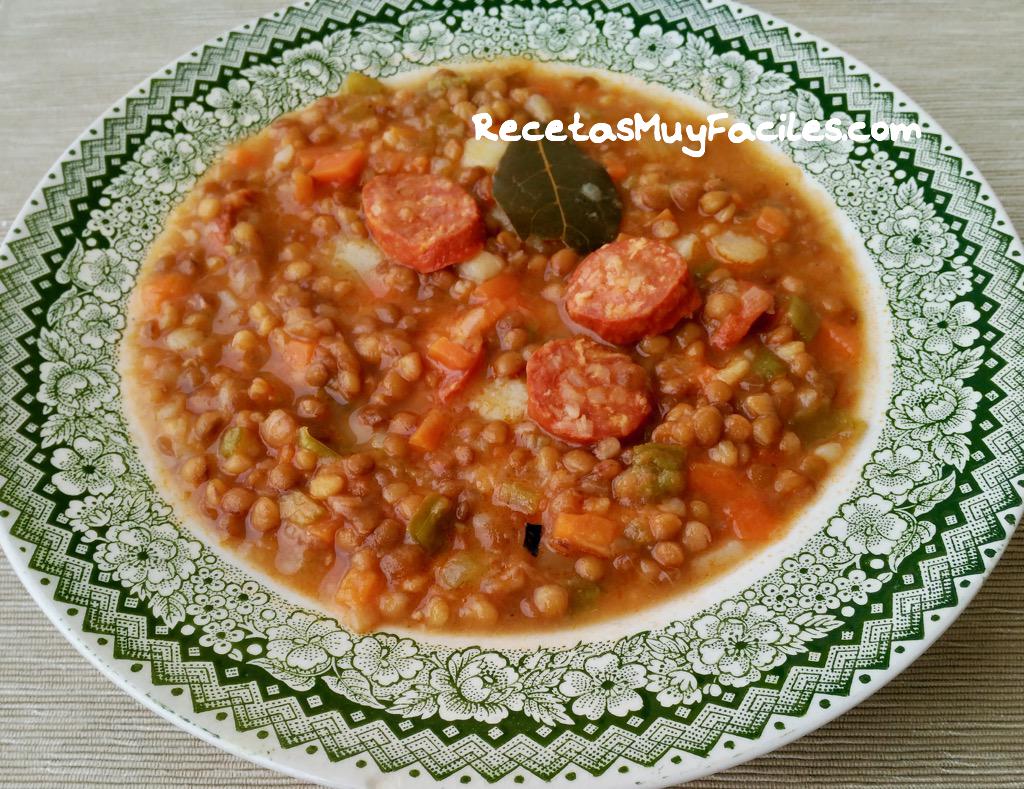 Foto receta lentejas con chorizo